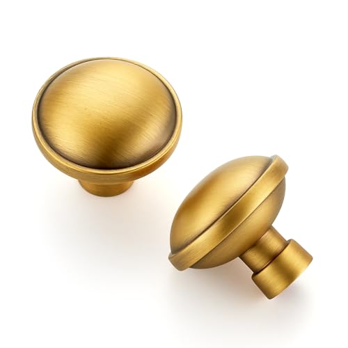 Image of Ravinte Brushed Brass Kitchen Pulls Cabinet Handles 1-1 /4 Inch 10 Pack