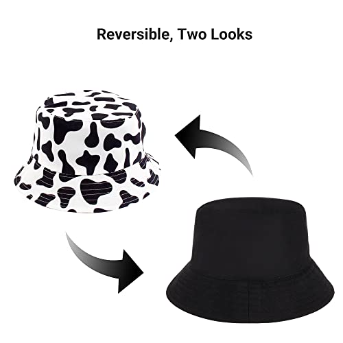 Umeepar Unisex Reversible Packable Cow Print Bucket Hat Sun Hat For Men Women (Black &White) #TOP3