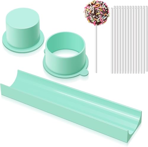 Kreises Cake Pop Form Set, Cake Pops Maker, Lebkuchen Form mit 20 Papierstäbchen für DIY-Schokoladendesserts Heimbacken Hochzeits (Grün)