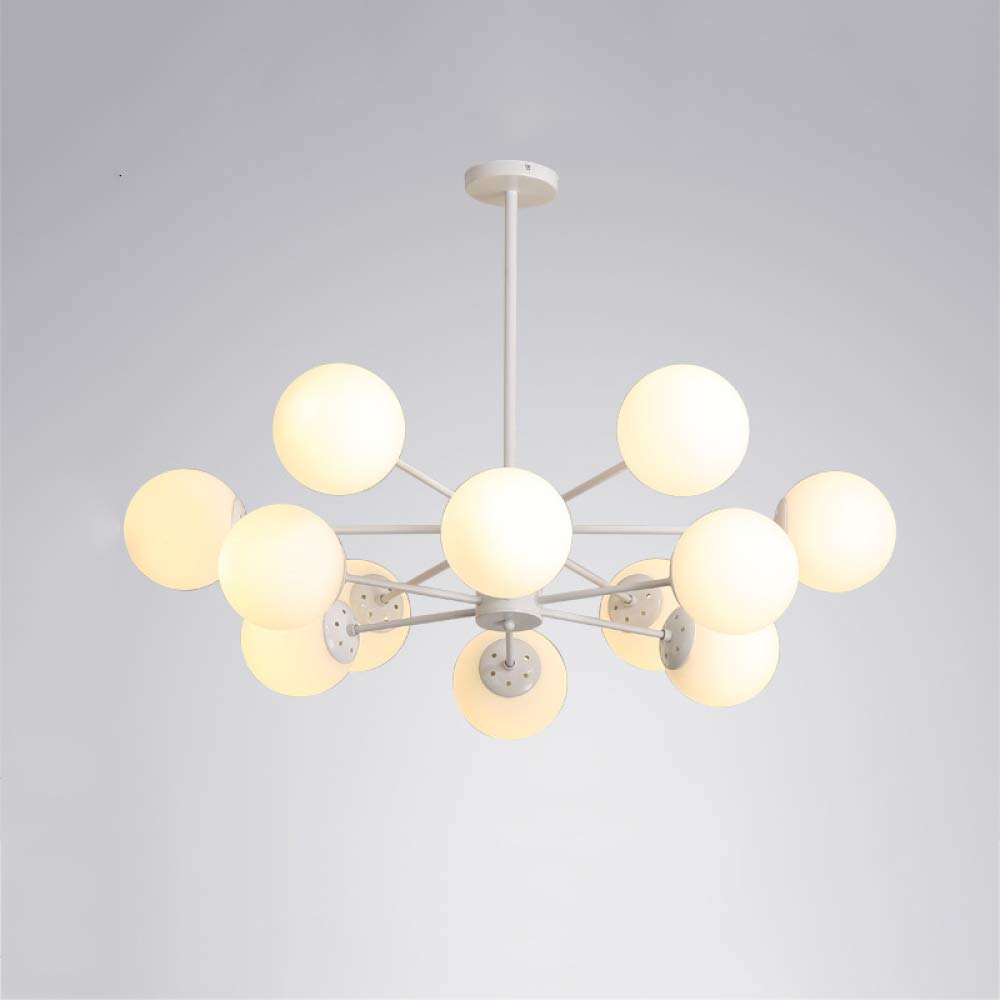 CZYLJLK Magic Bean Molecular,LED Sputnik Pendant Light Postmodern Nordic Creative Hanging Lamp Living Room Bedroom Restaurant Lamp,White+WarmLight-12Heads