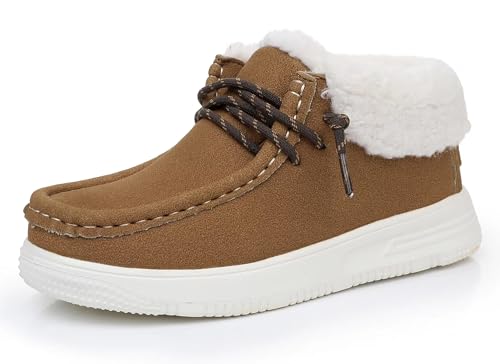 Apakowa Toddler Boys Girls Winter Boots Shoes Lightweight Warm Winter Slip-On Moccasin Boots with Faux Fur (Toddler/Little Kid/Big Kid)