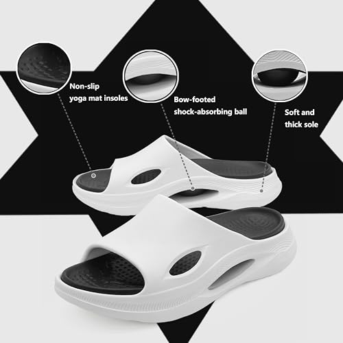 Mens Slides Soft Cushion Sport Sandals Plantar Fasciitis Arch Support Adjustable Thick Cushion Recovery Sandals Lightweight Cloud Open Toe Summer Slippers2