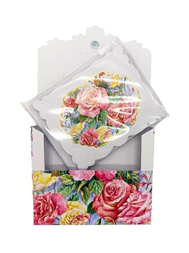 Image of Poster Foundry Roses in Bloom Boxed Note Cards by Carol Wilson. 10 embossed 4x5 Die-Cut Notecards and Matching Envelopes in Decorative Gift Box with Magnetic Flap. NCP2505
