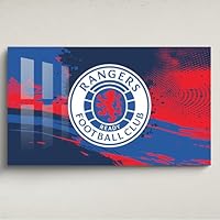 Licensed Décor Rangers Football Club Acryl-Wandkunst, groß (130 cm (B) x 80 cm (H), farbiges Wappen auf strukturiertem Hintergrund