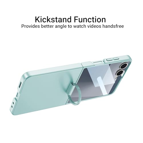 Image of Kapa Ultra Thin PC + D Ring Back Case for Samsung Galaxy Flip7 / Z Flip 7 |with [Inbuilt Glass] Shockproof Slim Hard Protective Cover (Mint Green)
