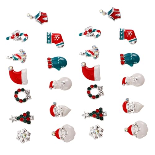 SOESFOUFU Nail Jewels Christmas Charms Alloy Nail Gems Snowman Reindeer Bell Santa Snowflake 3D Effect Durable Alloy Festive Manicure Decor Xmas Party Accessory
