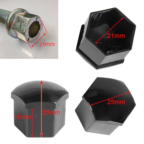 Gebildet 22stücke Universal 21mm Kunststoff Nut Abdeckkappe Schraube Auto Mutter Covers Bolt Radkappen mit 1stück Abziehhaken (Schwarz)