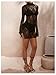 BEAUDRM Women's Lace Mini Dress See Through Sheer Mesh Lingerie Dress Mock Neck Bodycon Dresses Party Outfits Clubwear Black Medium