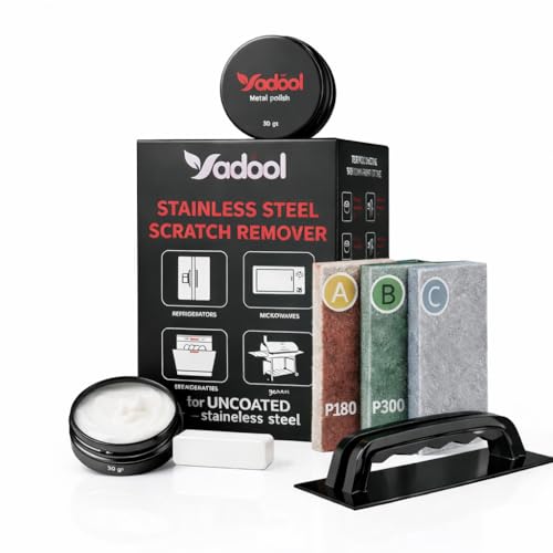 Yadool Stainless Steel Scratch Remover Kit Ideal for Refrigerators Fridge Stoves Sinks Dishwasher Doors & Appliances Scratch Repair & Polish Use for Non-Coated Stainless Steel Metal Repair Kits