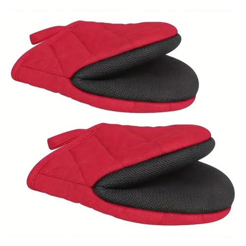 Gants de four courts avec grip antidérapant et isolation rouge
