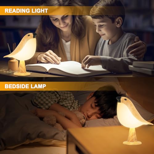 Image of Deogos 2Pack Cute Bird Table Lamp, Touch Control /Dimmable Brightness /3 Color Temperature /Cordless Desk Lamp Bedside Lamps for Nightstand, Bedroom, Small Space, Decoration