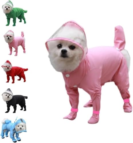 Vinebeautiful靴&しっぽつば付きオールインワン犬用レインコートカッパレインコートベストポンチョ小型犬中型犬大型犬に適用梅雨対策 (C,L)