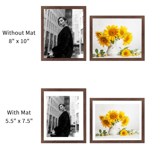 puthiac Walnut Wood Picture Frame, 8x10 inches, 1 Pack, Natural Solid Wooden Frame for Wall Art Photo and Prints