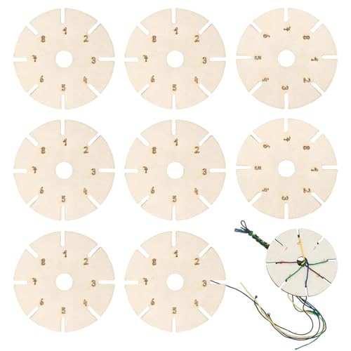 KLINNA Juego de 8 piezas para hacer pulseras, nudos, de madera y pulsera Kumihimo, disco de punto para proyectos de bricolaje, ideal para tejer perlas y como regalos especiales de festivales