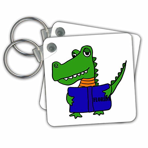 Porte-clés alligator au format carré de 6 cm avec graphisme multicolore durable