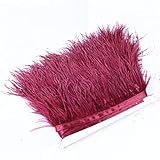 Material: plumas de avestruz Tintado 1 yarda avestruz adornos flecos 6-8CM boda vestidos de plumas accesorios de costura blanco avestruz pluma encaje 07 vino 5 metros