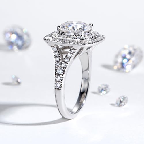 Halo Moissanite Engagement Rings 3.75cttw D Color VVS1 925 Sterling Silver Vintage Anniversary Wedding Promise Ring for Women with Certificate4