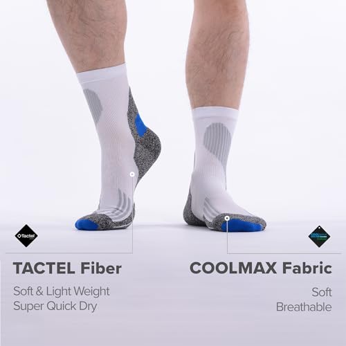 Extra Cushion Compression Socks Men, Coolmax Anti-Blister Wicking Padded Heel, Quarter Socks for Tennis Golf Hiking Work4