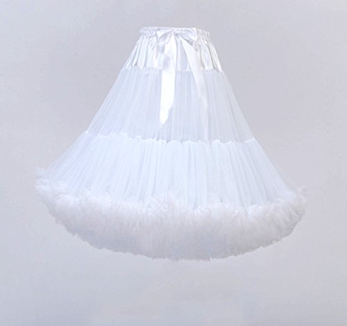 FOLOBE Women's Knee Length 93s Soft Puffy Tutu Skirts Ballet Costume Tulle Underskirts Knee Length Petticoat Skirt for Women White
