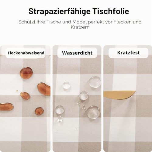 DWCN Karierte Tischdecke Outdoor Tischdecke Abwaschbar Wachstuchtischdecke – Ansicht 2