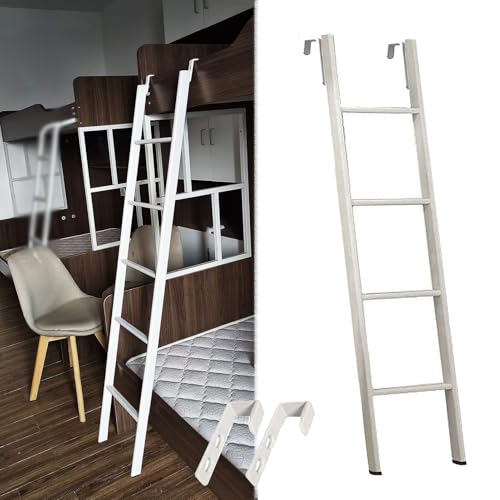 Escalera Cama Litera Escalera Corta Ajustable Litera Dos Camas Individuales, Escalera Metálica Antideslizante Litera Caravana Ganchos Peldaño Ancho, Escalón Ascenso Dormitorio, Loft(125cm/49')