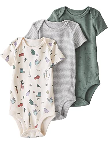 Image of little planet by carter's Unisex Baby 3-pack Short Sleeve Bodysuits Made With Organic Cotton