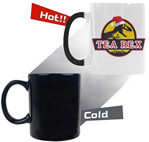 R&H Funny Dinosaur Mug - Tea Rex Coffee Mug - Funny Quote Mug Morphing Changing Color Heat Reveal Coffee Tea Cup (11oz)