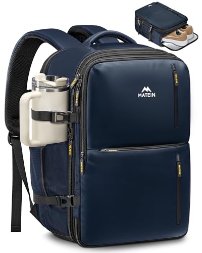 Image of MATEIN Personal Item Backpack 18x14x8, Expandable Underseat Travel Backpack | Large Carry on Bag Luggage, Shoe Compartment Removable, TSA Approved, Fit 17.3 inch Laptop, For Frontier Airlines, Blue
