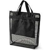 [まちの波] スパバッグ ジムバッグ ブラック メッシュ素材 速乾 銭湯バッグ 内側ポケット付き 小さめ コンパクト