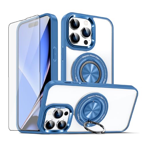 Coque de téléphone pour iPhone 15 Pro 6,1" transparente TPU verre trempé et anneau 5G