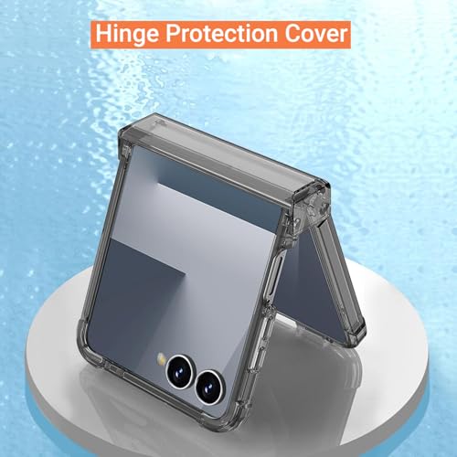 Image of Kapa Clear Airbag with Hinge Protection Back Case for Samsung Galaxy Flip7 / Z Flip 7 | Transparent Shockproof Slim Hard Protective Cover (Grey)