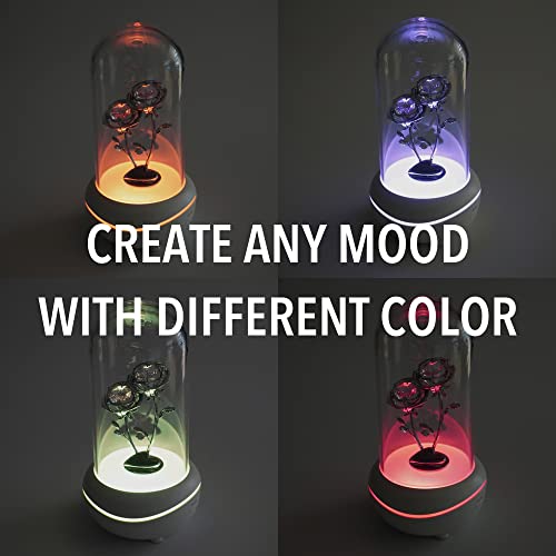 Crystocraft Essential Oil Diffuser, Rose Gifts For Women, Aromatherapy Diffuser With Austrian Crystal, Light Up Rose Flowers Gift, Mood Night Light For 7 Colors (Mini Rose For Craft) #TOP2
