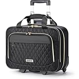 Photo Gallery ponhog borsa per laptop con ruote da donna per pc portatile 15,6 pollici, impermeabile pilotina trolley, valigetta con rotelle per viaggio ufficio lavoro scuola, nero