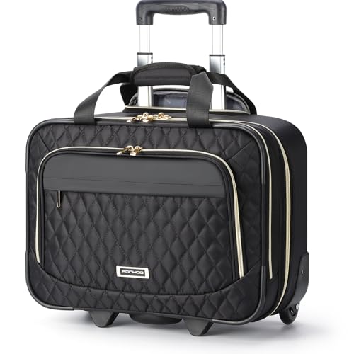 Ponhog Sacoche à roulettes pour Ordinateur Portable 15,6 Pouces, Business Trolley Sac de Voyage Femme Souple pour Affaires et Loisirs Les Voyages, Le Travail et...