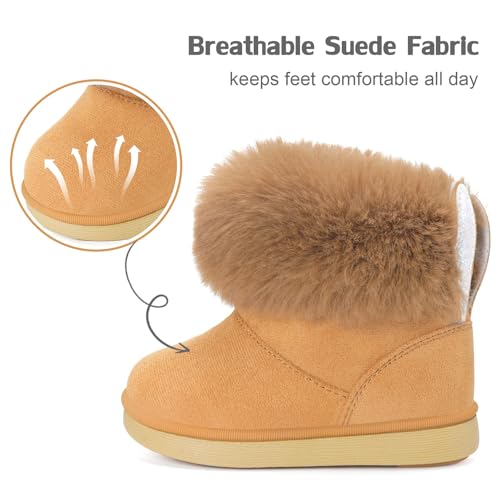 KVbabby Girls Winter Boots Toddler Snow Boots Kids Warm Shoes Fur Lined Fashion Ankle booties Non-Slip2