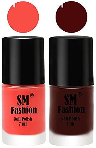 Image of Long Lasting Nail Polish | Nail Paint Combo 7 ml Each) - Set of 2 Coral-Wine