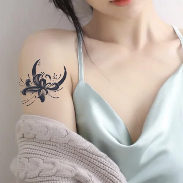 2 Pieces Of Red Spider Lily Tattoo Stickers Waterproof Long