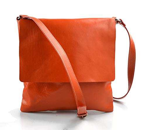 Sac en cuir orange bandoulière pour sécuriser vos effets