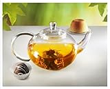 Sun's Tea (TM) 41oz Ultra Clear Heat Resistant Borosilicate Glass Teapot & Infuser for loose tea or display tea - Get a free Rotal Yunnan Green Tea -details below