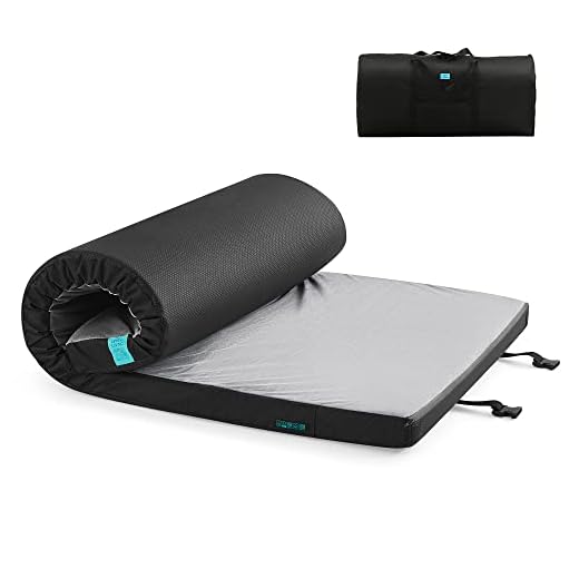 LINSY LIVING Memory Foam Camping Mattress, Waterproof Sleeping Mats for Adults, Portable Bed, Roll Up CertiPUR-US Memory Foam, Washable Velvet Cover, Waterproof Travel Bag, Single & Twin Size Car Bed