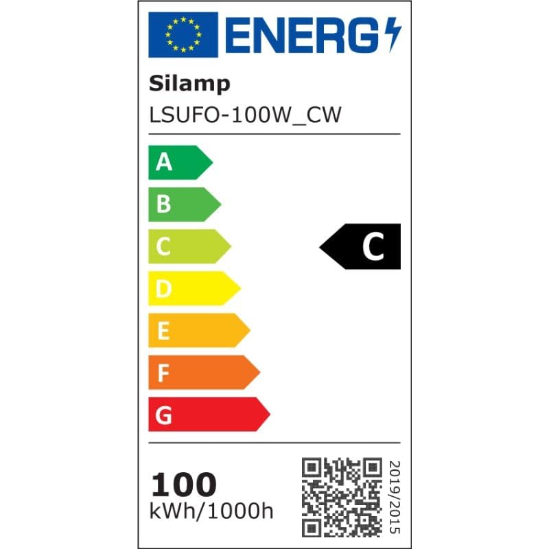 SILAMP Suspension Industrielle UFO 100W 160lm/W avec Détecteur de mouvement - Blanc Neutre 4000K - 5500K