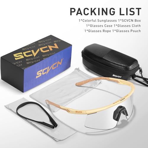 SCVCN Photochromic Cycling Glasses, UV400 Protection, TR90 Frame, Men Women Clear Sports Sunglasses for Cycling, Running, Baseball, mtb, Driving, mountain bike and other outdoor sports 09 — view 5