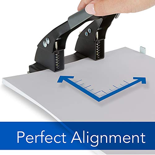 Swingline 2 Hole Punch, Comfort Handle Two Hole Puncher, 28 Sheet Punch Capacity, 50% Reduced Effort, Includes Alignment Guide, Black (74050) #TOP3