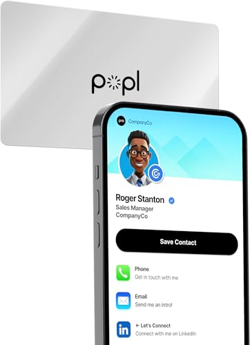 Image of Authentic Patented Popl Card (Avoid Fake Knockoffs) - Smart NFC Networking Card - Simply Tap to Exchange Contact Info, Capture Leads, & Manage Contacts (Silver)