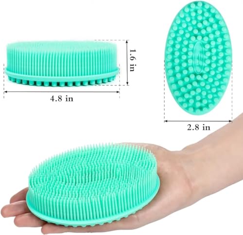 Image of Silicone Body Scrubber, Gentle exfoliating Body Scrubber That's Easy to Clean, Lathers Well, Long Lasting, and More Hygienic Than Traditional Shower Loofah (Teal Green)