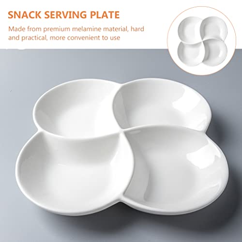 Doitool Compartment Plates Multi- Compartment Fruit Plate White Divided Serving Platter Melamine Food Serving Plate Compartment Dried Tray Serving Dishes Fruit Holder (White) Soy Sauce Bowl #TOP3