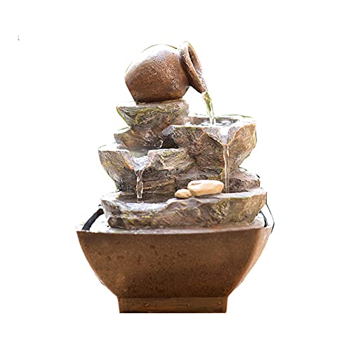 Fuente de agua de mesa para interiores, fuente de mesa, cascada para interiores y exteriores, con bomba sumergible eléctrica, fuente de meditación decorativa de 8 pulgadas