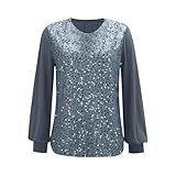 Women's Sequin Tops Sheer Long Sleeve Glitter Sparkly Party Blouse Velvet V-Neck Dressy Tops for Evening Party