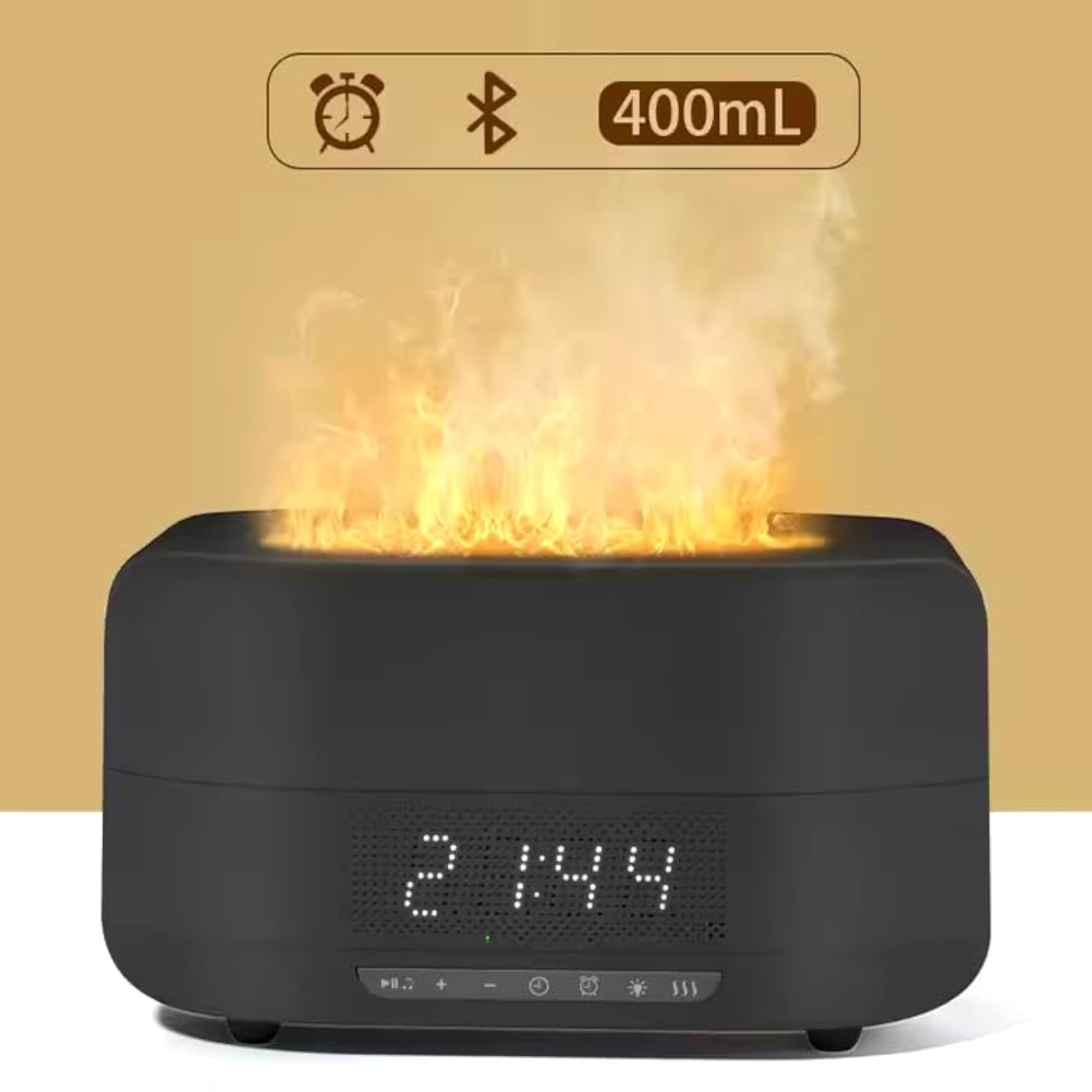 Flame Aroma Diffuser with Alarm Clock & Speaker