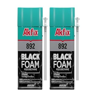 Akfix 892 Black Spray Foam Sealant (2x12 Oz.) - UV Resistant Polyurethane Expanding Spray Foam Insulation, Waterproof, Ideal for RV, Pond, Waterfall and Landscape Applications | 12 Oz. 2 Pack